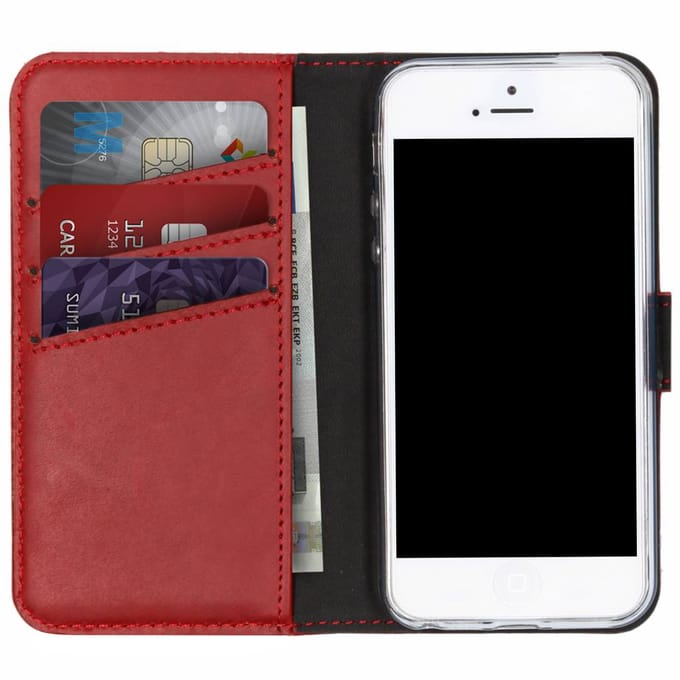 Selencia Hoesje - Geschikt voor Apple iPhone 5s / SE (2016) / 5 - Echt Lederen Bookcase - Rood