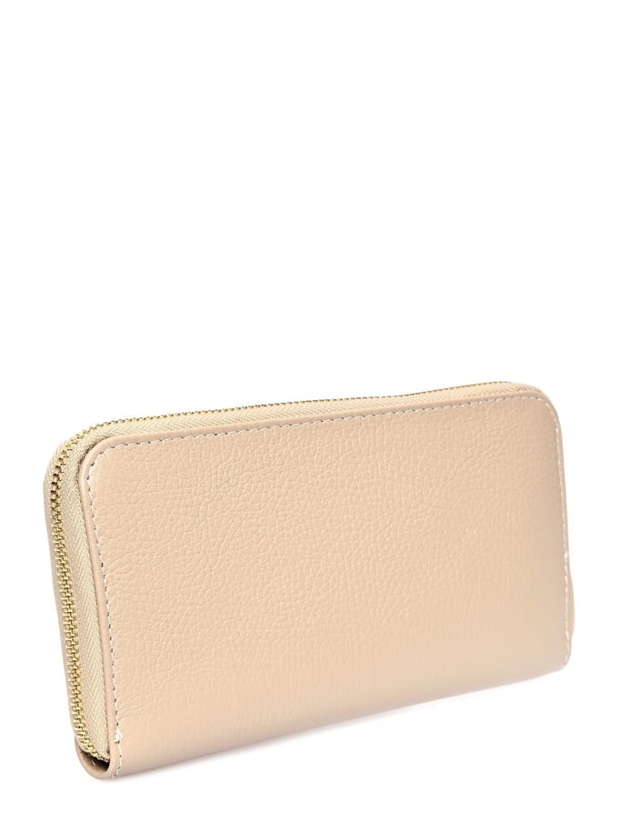 Roberta M Beige Rundleer Portemonnee
