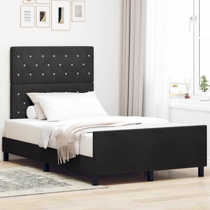 vidaXL - Boxspring - bed - met - hoofdeinde - Zwart - 120 - x - 200 - cm - Fluweel