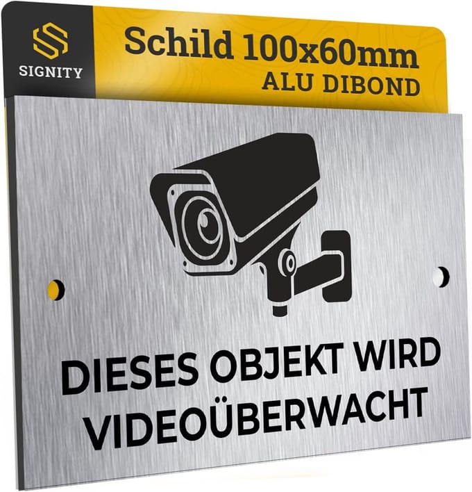 Waarschuwingsbord - Camera beveiliging - Privacy perceel - Aluminium dibond - 100 x 60 mm - Geborsteld