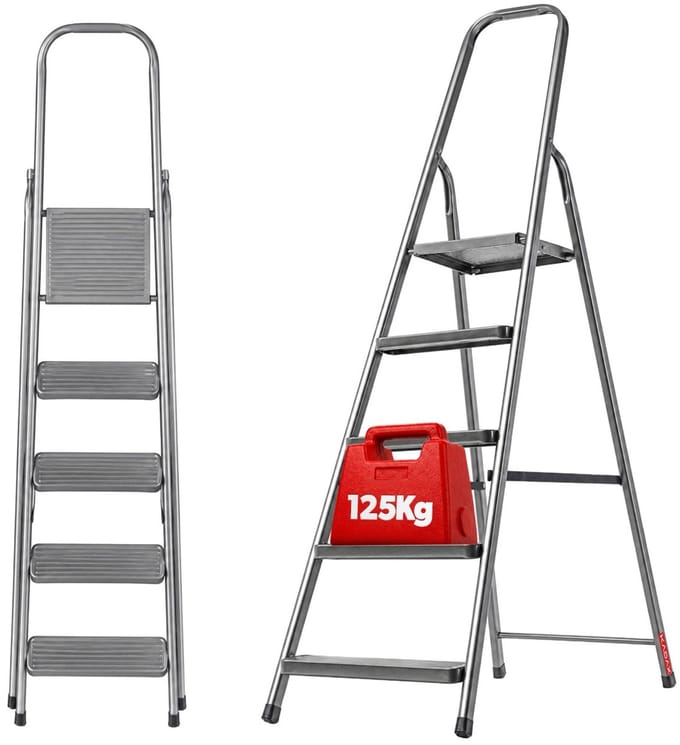 Stalen ladder met platform Ceriana 5-trede 125kg