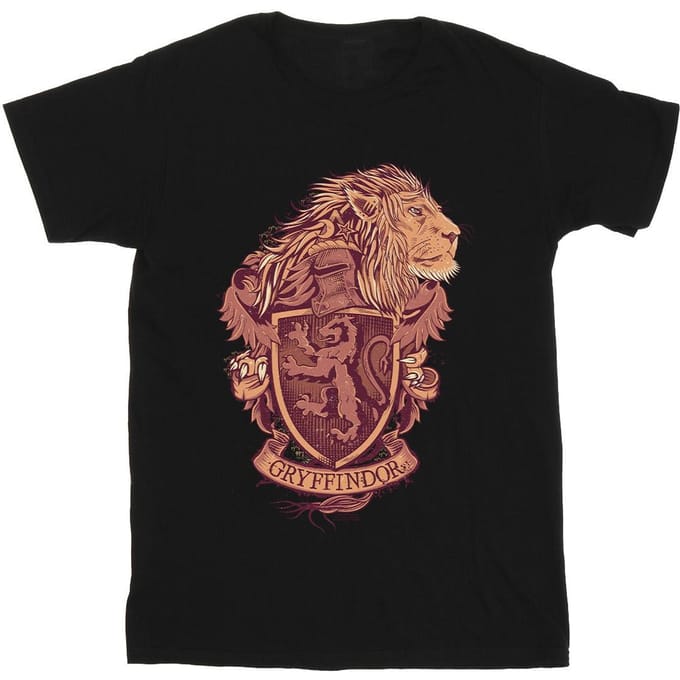 Harry Potter Heren Gryffindor Schets Crest T-Shirt (Zwart)