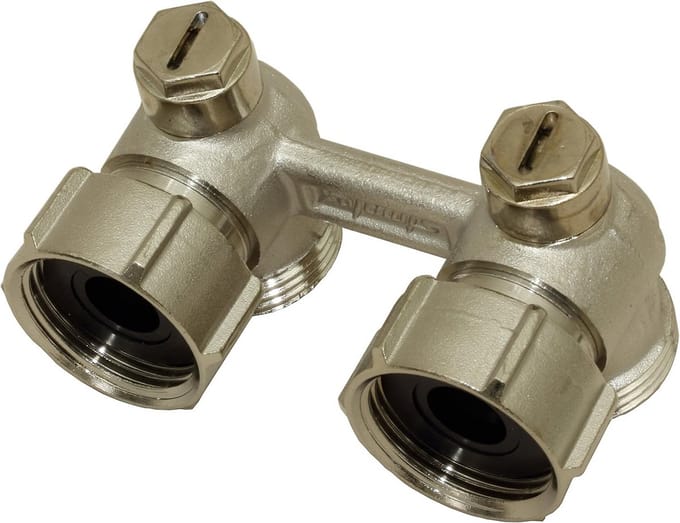 Aansluitmodule Radiator - Kraanblok Verwarming - Centrale Verwarming - Geïntegreerde Ventielen - G3/4" - Zilver/Groen