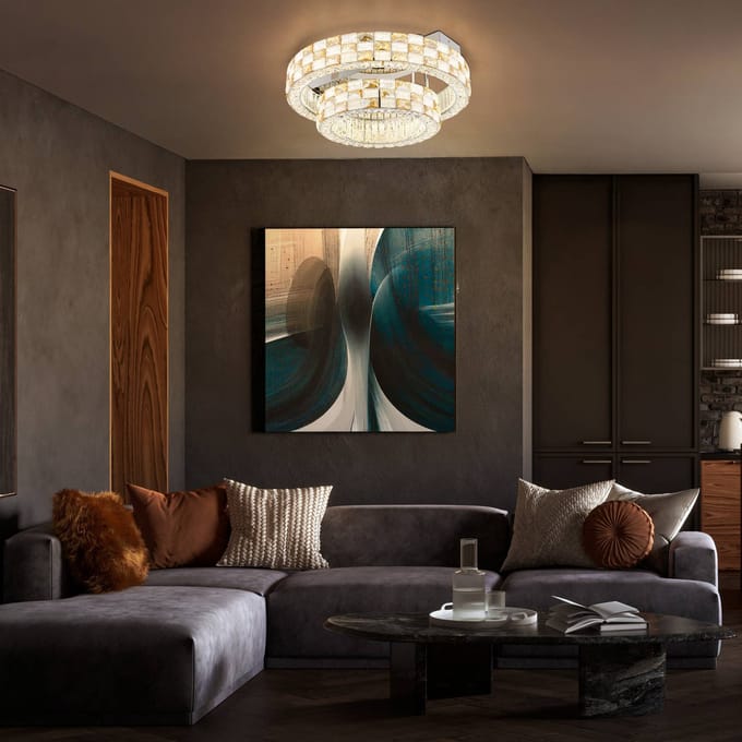 Globo LED plafondlamp Lidia, amber/helder, glas, CCT, dimbaar