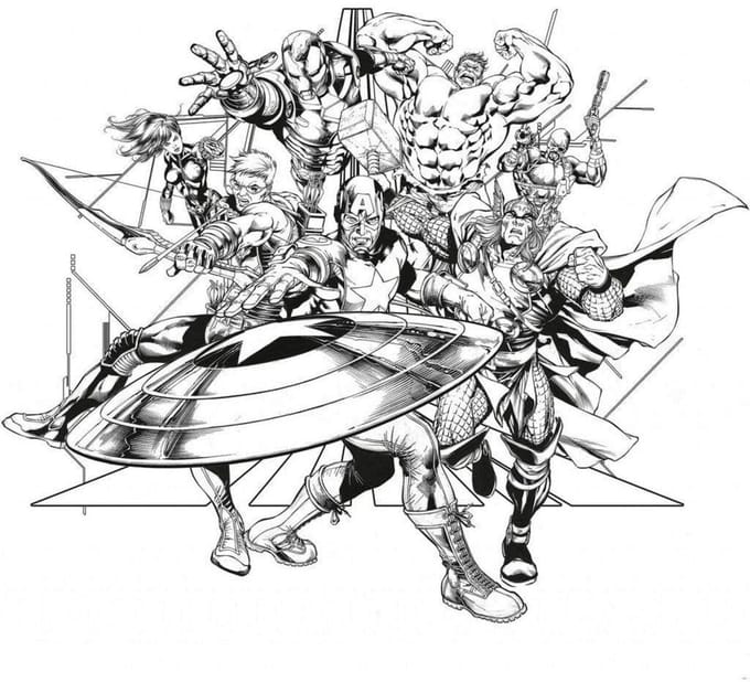 Fotobehang - Avengers Black and White 300x280cm - Vliesbehang