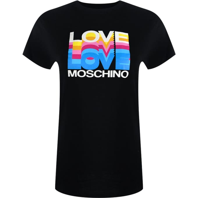 Love Moschino Gelaagd Logo Zwart T-shirt