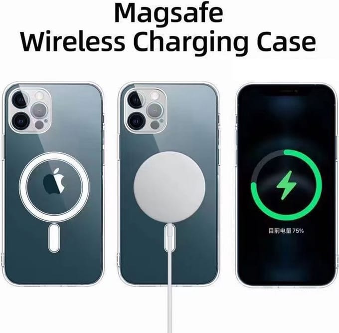 iPhone 13 Pro Max clear magsafe hoesjeTransparant Stevige Luxe Hard Back Cover Shockproof Achterkant