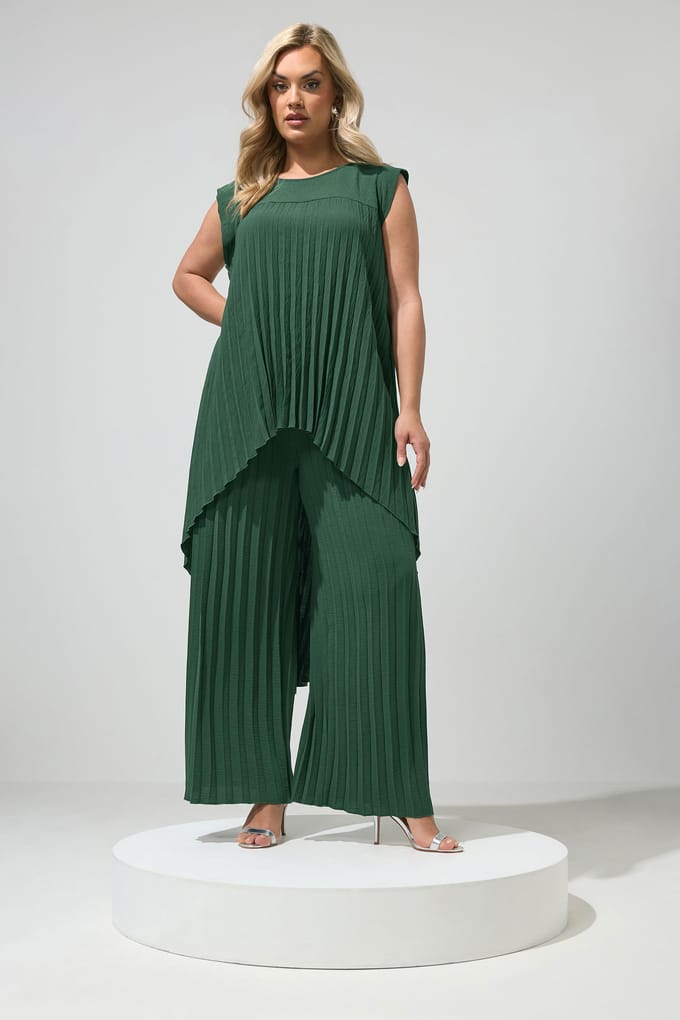 Yours London Groene Geplooide Top Size 42