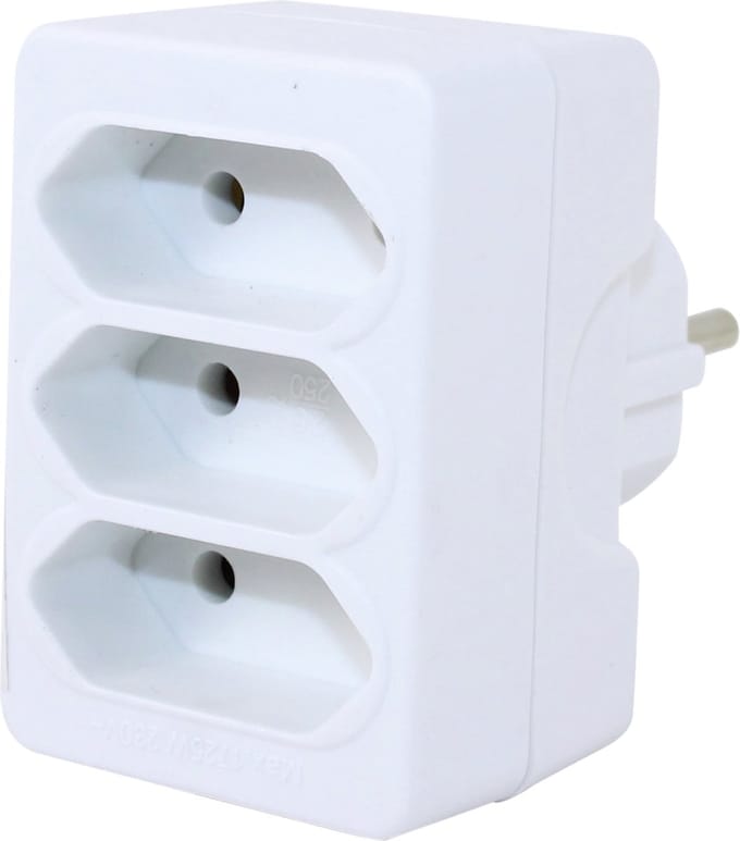 Scanpart stopcontact splitter - Verloopstekker - 3 voudig - 3x Euro - Met randaarde - NL