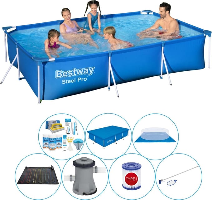 Zwembad Set - Steel Pro Rechthoekig 300x201x66 cm