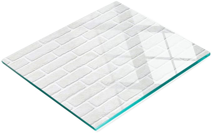 Decoratieve serveerplank van glas met baksteenmotief, 60x52 cm