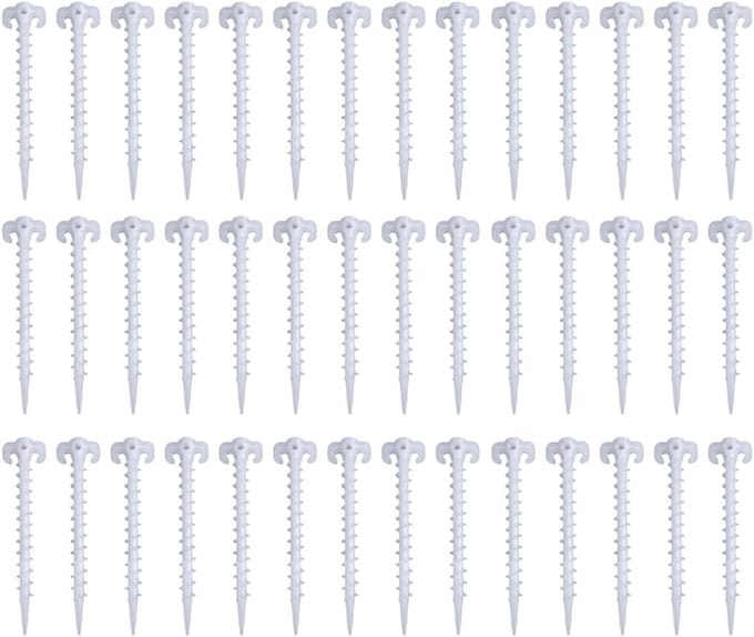50 Packs 20cm Fluorescent Glow-in-the-Dark Plastic Tent Stakes - Canopy Pegs - Camping - Caravan Set