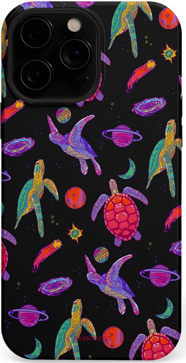 Casetastic hoesje geschikt voor Apple iPhone 13 Pro Max - MagSafe - Dubbellaagse bescherming - Astro schildpad - Fashion Case - Zwart Donkerblauw Lavendel