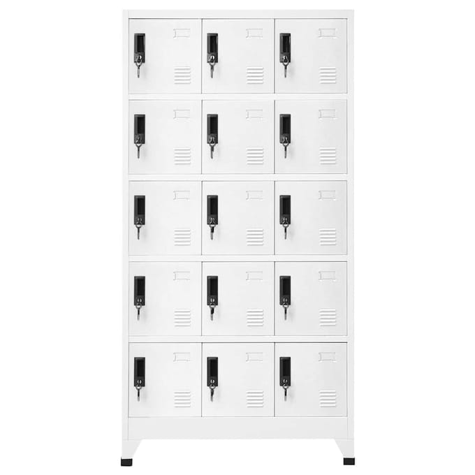 vidaXL - Lockerkast - 90x40x180 - cm - staal - wit