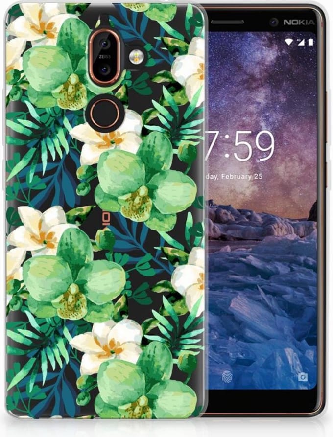 Nokia 7 Plus TPU Case Orchidee Groen