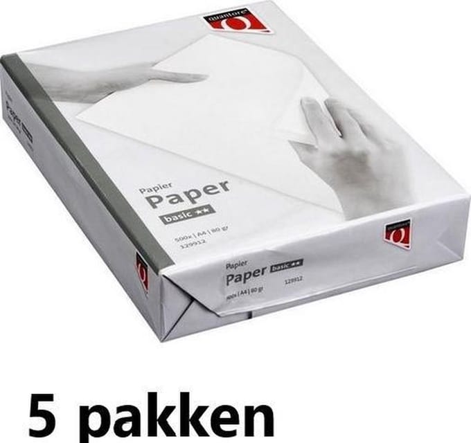 Quantore - Kopieerpapier - Printpapier - Basic - A4 - 80 gram - Wit - 5 x 500 vellen