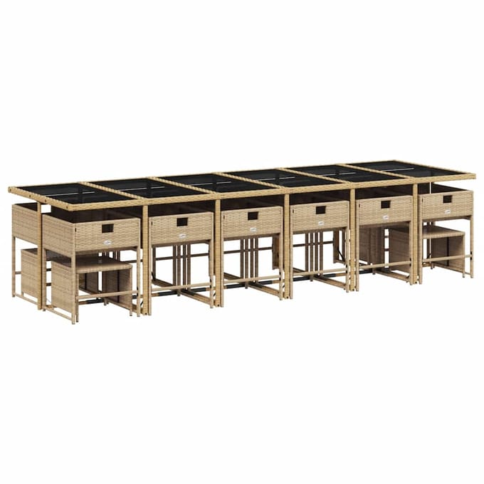 vidaXL - 17-delige - Tuinset - met - kussens - poly - rattan - beige