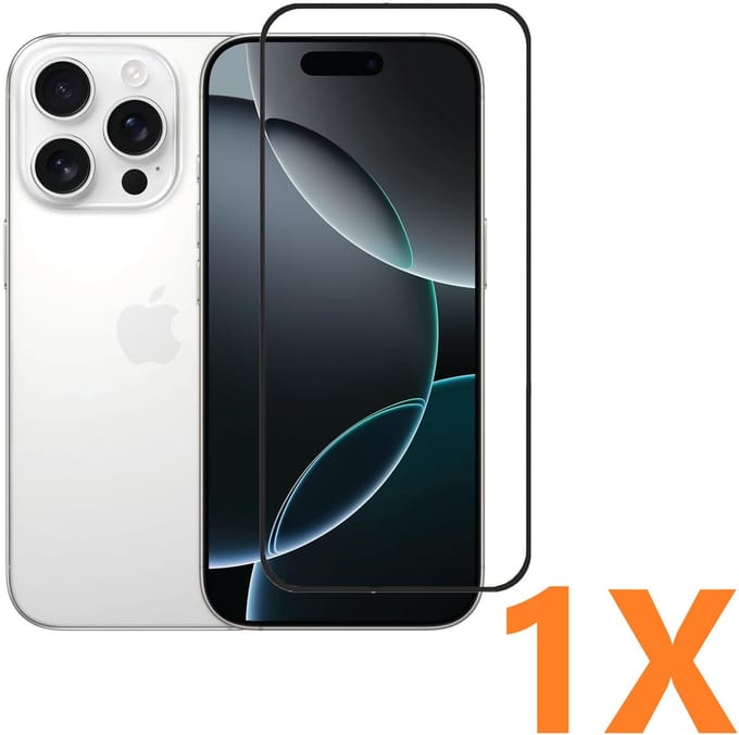 Screenprotector Glas - Full Coverage Tempered Glass Screen Protector [volledige dekking] - 1x Geschikt voor: Apple iPhone 16 Pro Max