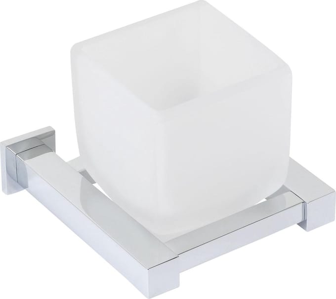 Plieger Cube Bekerhouder Matglas Chroom - Wandmontage - Tandenborstelhouder Badkamer
