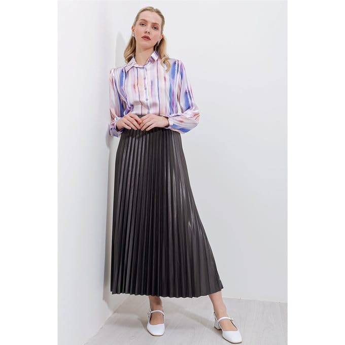 Hoge Taille Maxi Rok met Rimpeldetail