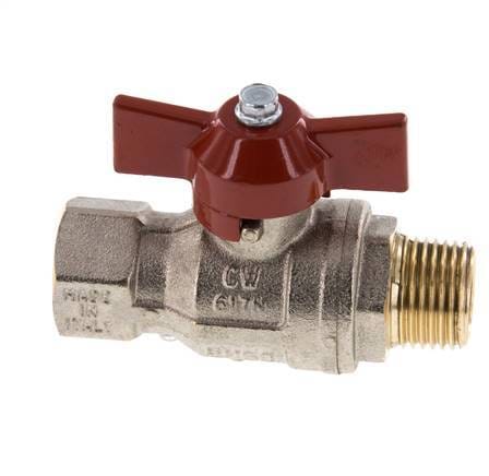 Buiten x Binnendraad R/Rp 1/2 inch Vlinder Handle 2-Weg Messing Kogelkraan - BL2BN-M-MF-NK-012