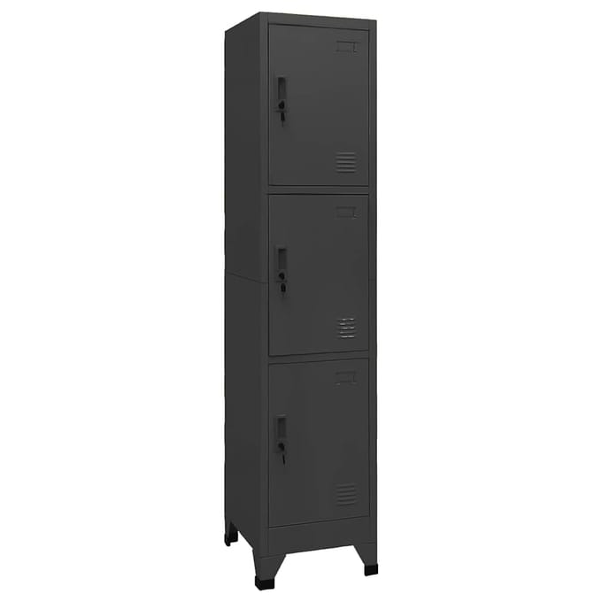 vidaXL - Lockerkast - 38x45x180 - cm - staal - antracietkleurig