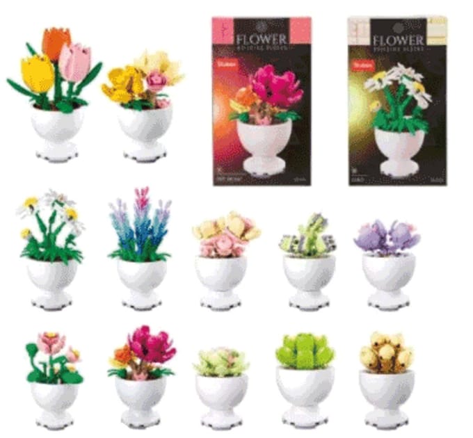 12 Bouwstenen bloemen in pot