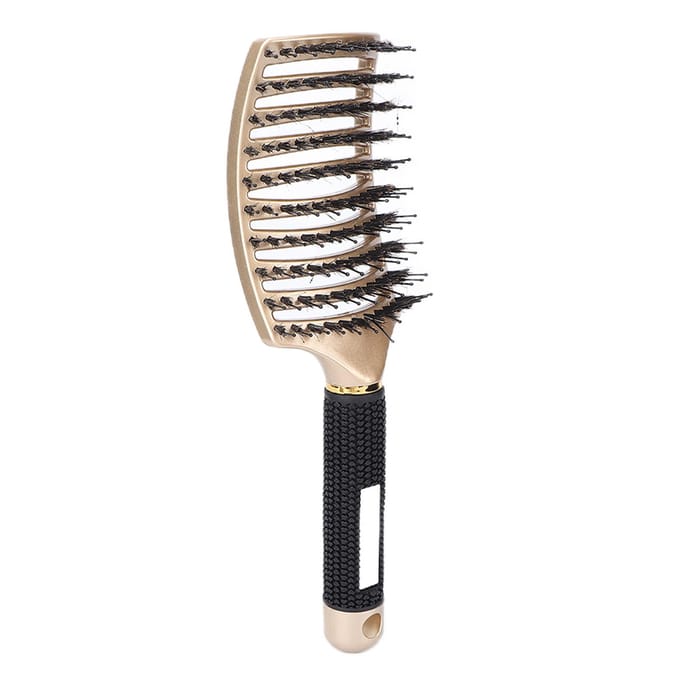 Gebogen ontwarborstel Nylon Professionele Haar Paddle Ontwarborstel voor Haarstyling Goud black