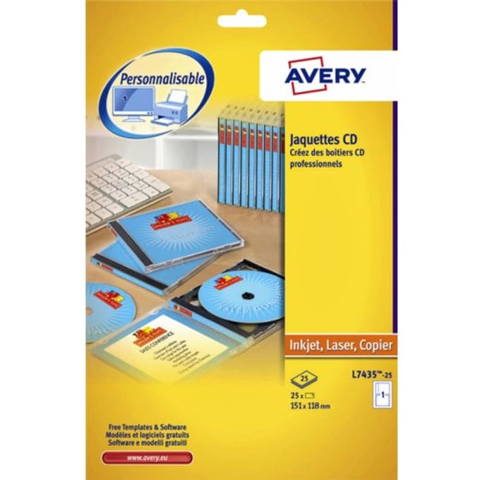 CD-Einlegekarte Avery L7435-25 151x118mm