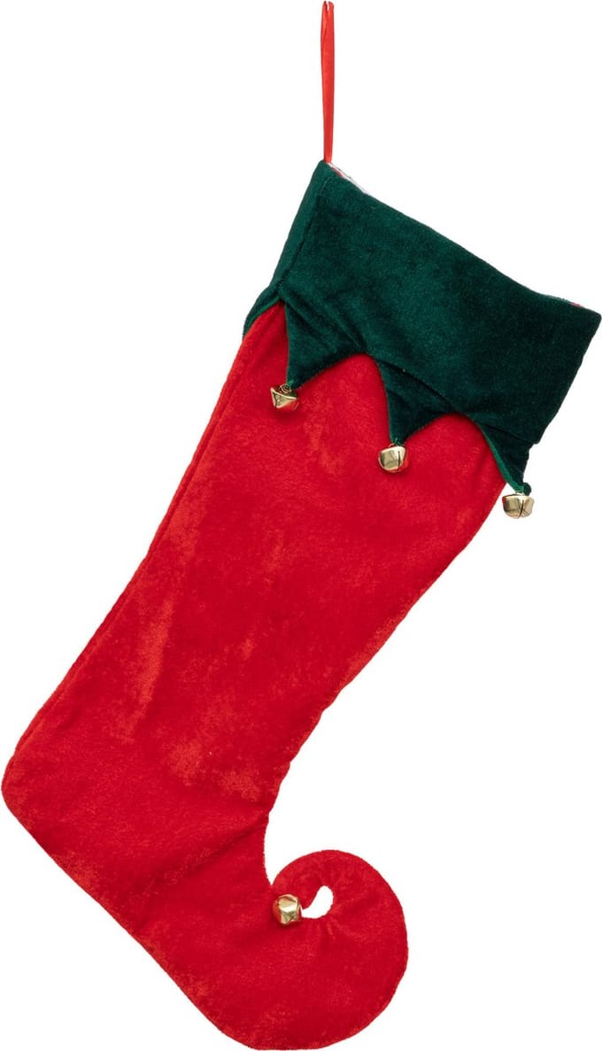 Feeric Christmas decoratie kerstsok - elf laars - H45 cm - rood - vilt