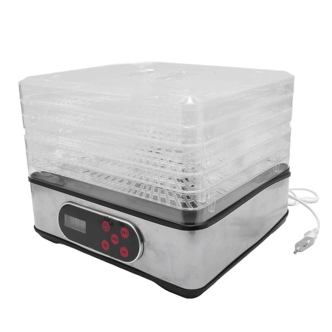 Voedseldroger met temperatuurregeling en timer, elektrische droogmachine voor vlees, kruiden en rundvlees. gray
