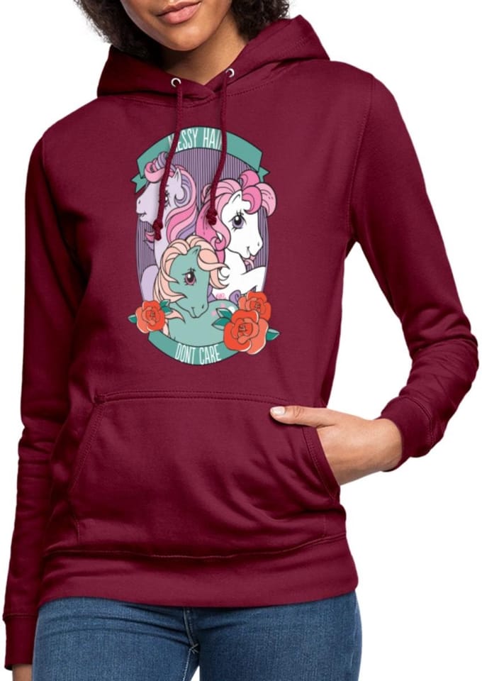 My Little Pony Retro Messy Hair Don't Care Statement Hoodie Dames