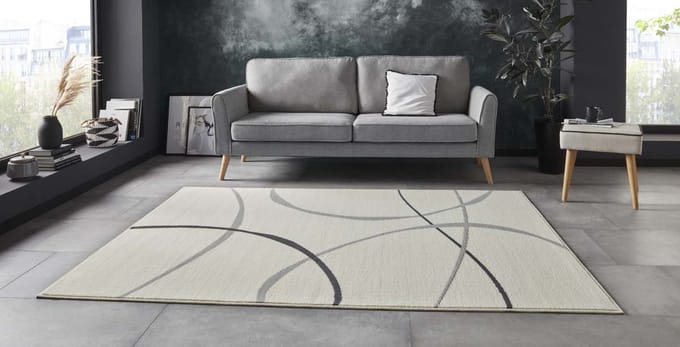 Retro vloerkleed - Abstract Circles crème 80x150