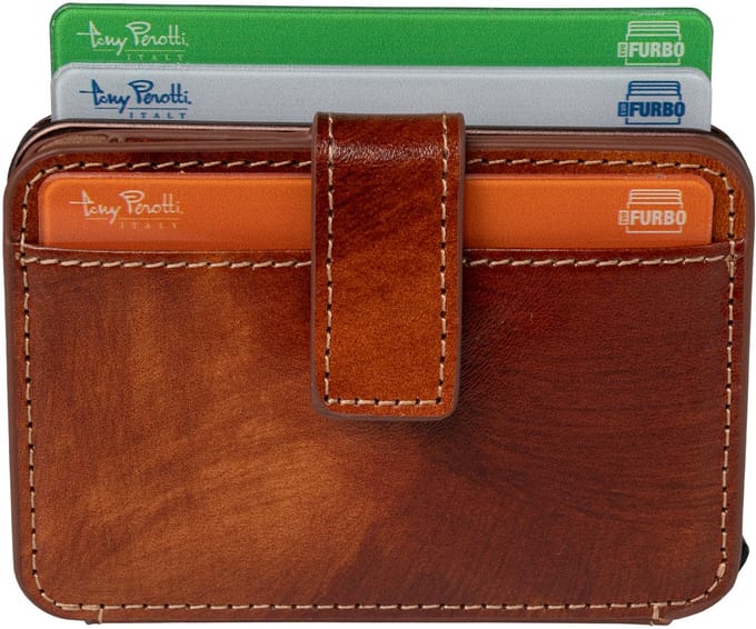 Tony Perotti Van Gogh EVO RFID leren Pasjeshouder met bankbiljet- en kleingeldvak - Cognac