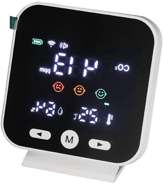 CO2 Vochtigheid Temperatuurmeter - Luchtkwaliteit Sensor - Binnenklimaat Monitoren - NDIR Sensor - 2000mAh Batterij - Wit