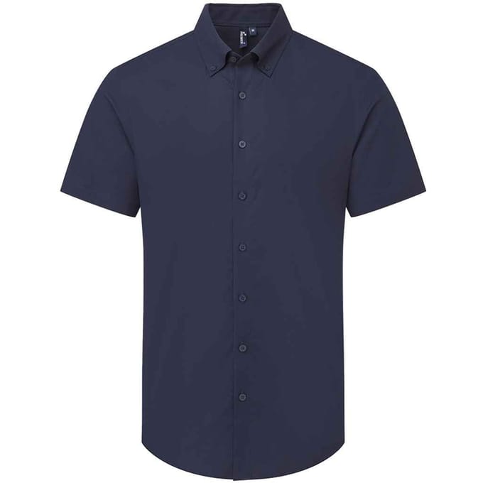 Premier Heren Supreme Oxford overhemd met korte mouwen (Marine)