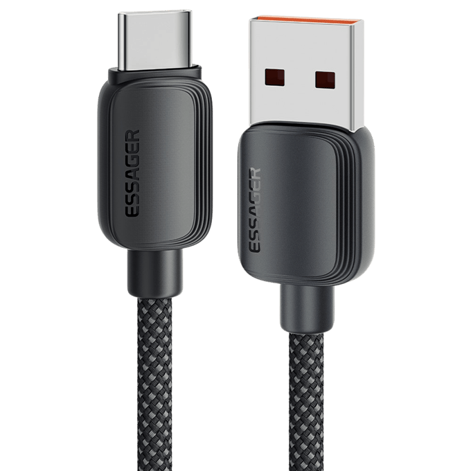 Essager 100W(!) Smartphone en Laptop Data + Oplaadkabel USB-A naar USB-C Zwart 2m