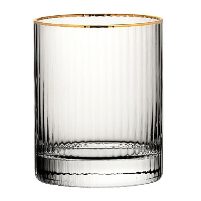 Utopia Hayworth dubbele ouderwetse glazen met gouden rand, 325 ml (pak van 6)