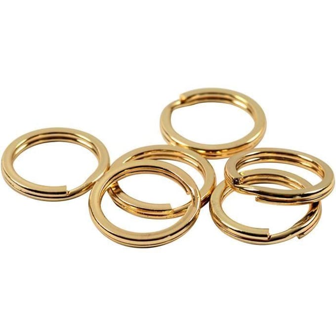 Creotime Splitring, d: 15 mm, verguld, GP, 15 stuks