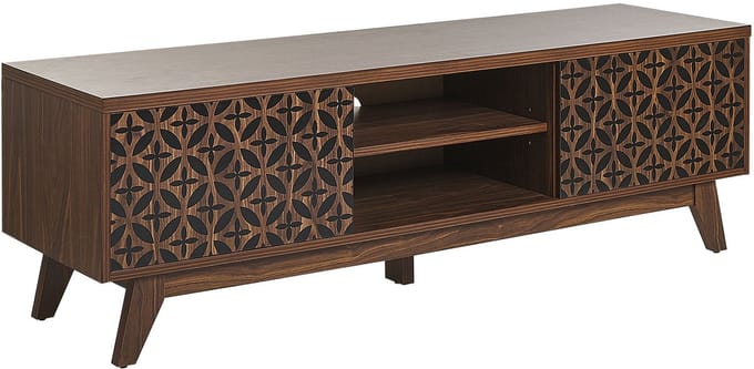 PRESCOT - TV-meubel - Donkere houtkleur - MDF