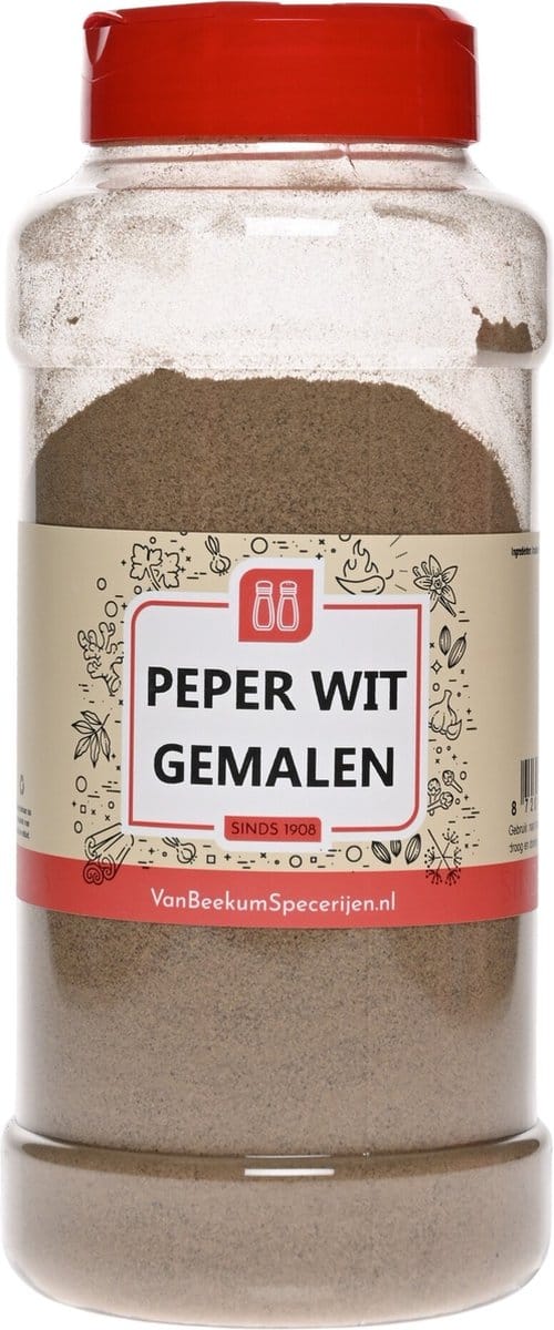 Van Beekum Specerijen - Peper Wit Gemalen - Strooibus 600 Gram