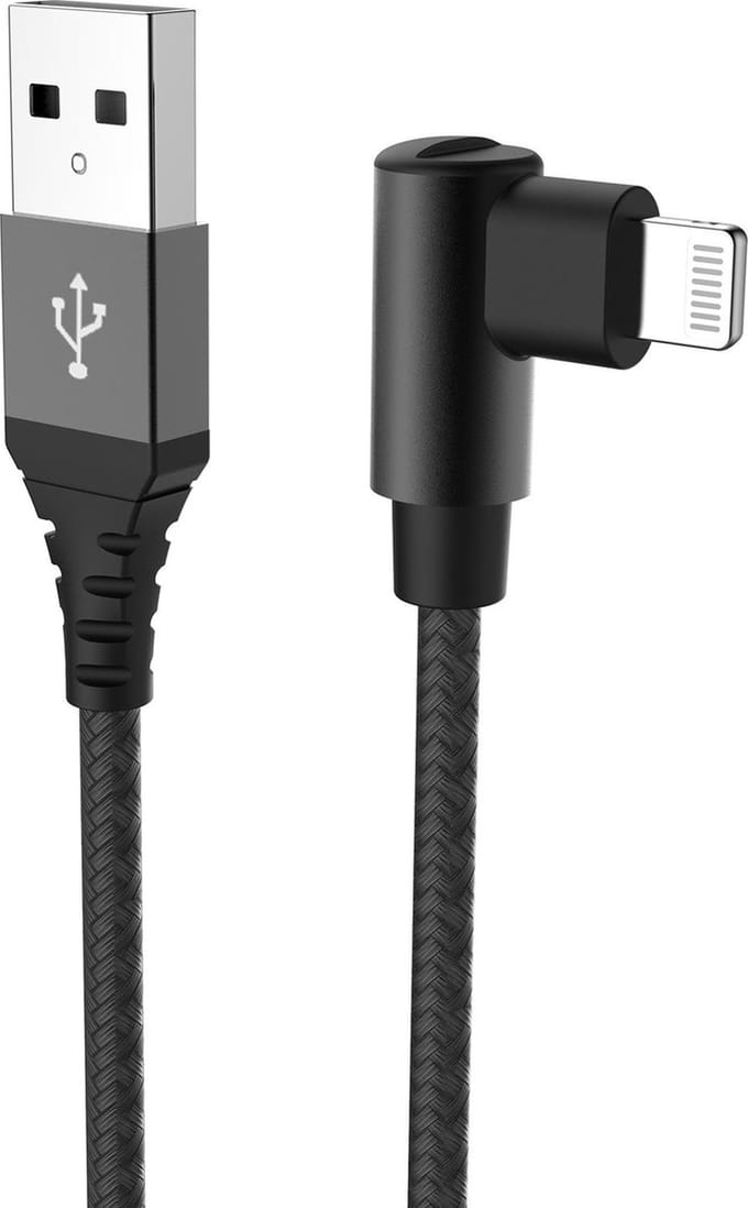Celly Datakabel USB-A > Lightning – MFI - L stekker - Opladen en gegevens overdragen - 1 Meter - Zwart