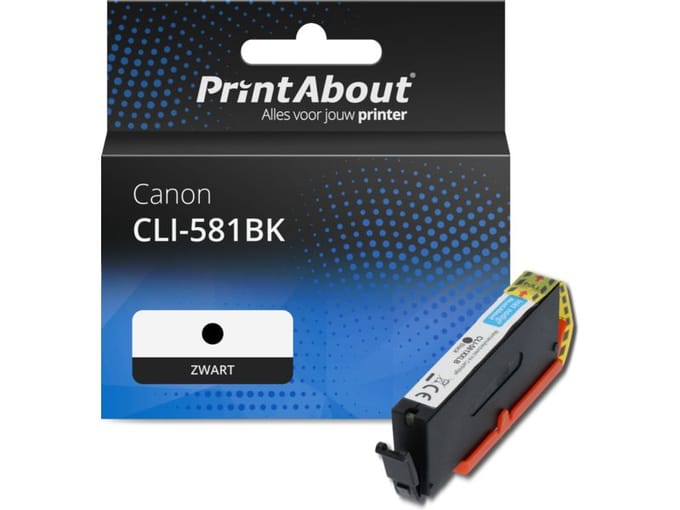 PrintAbout huismerk Inktcartridge CLI-581BK Zwart Geschikt voor Canon