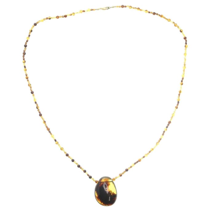 Behave - Lange ketting - Elegant bruin met hanger - Casual chic - 90 cm