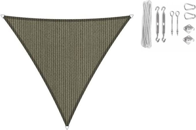 Shadow Comfort driehoek 3,5x4x4,5m Desert Storm mket Bevestigingsset
