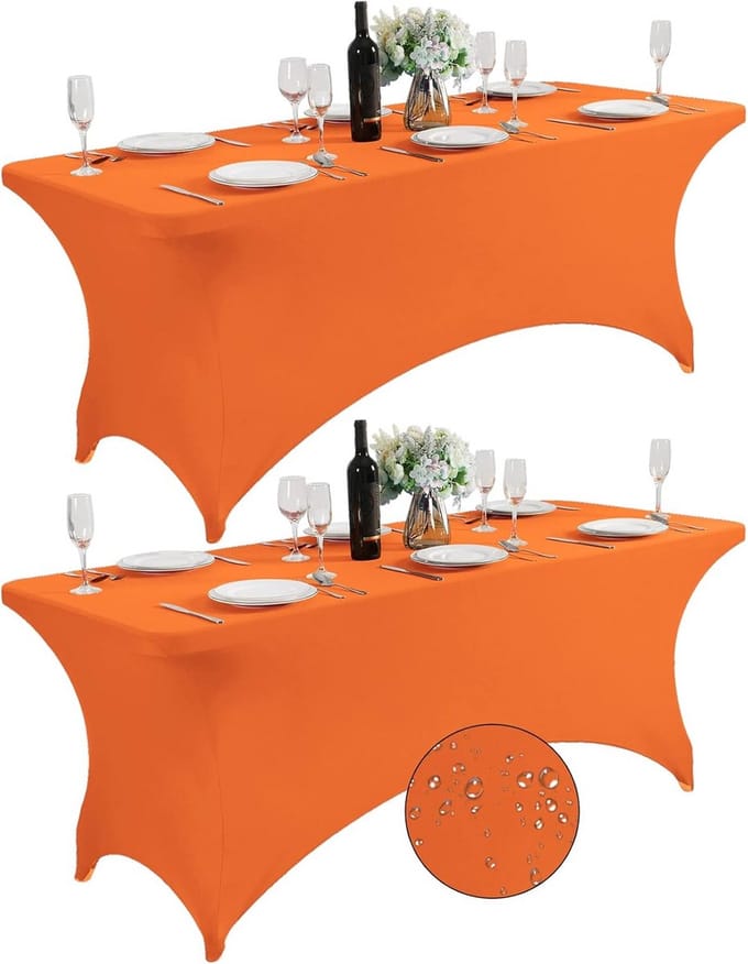 2x Waterdichte Tafelhoezen Elastisch - Universele Pasvorm voor Feest, Banket & Bruiloft - 1.8m Oranje