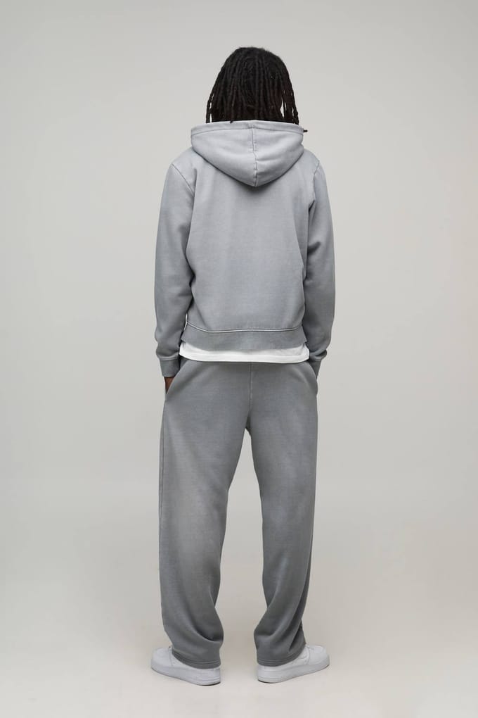 Essential Gewassen Boxy Hoodie Met Rits | Washed Grey | Size Medium
