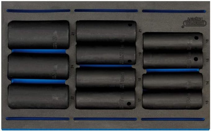 Impact Socket Set - Dopsleutel Set - Autoreparatie - Zeskant Diepe Bussen - 11 Stuks - Zwart