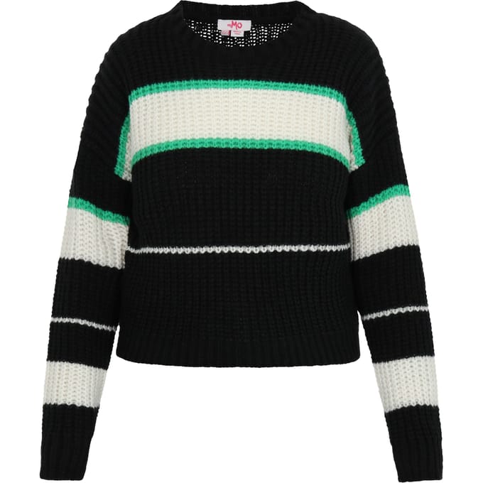 Mymo Jumper Dames ZWART GEBROKEN WIT GROEN