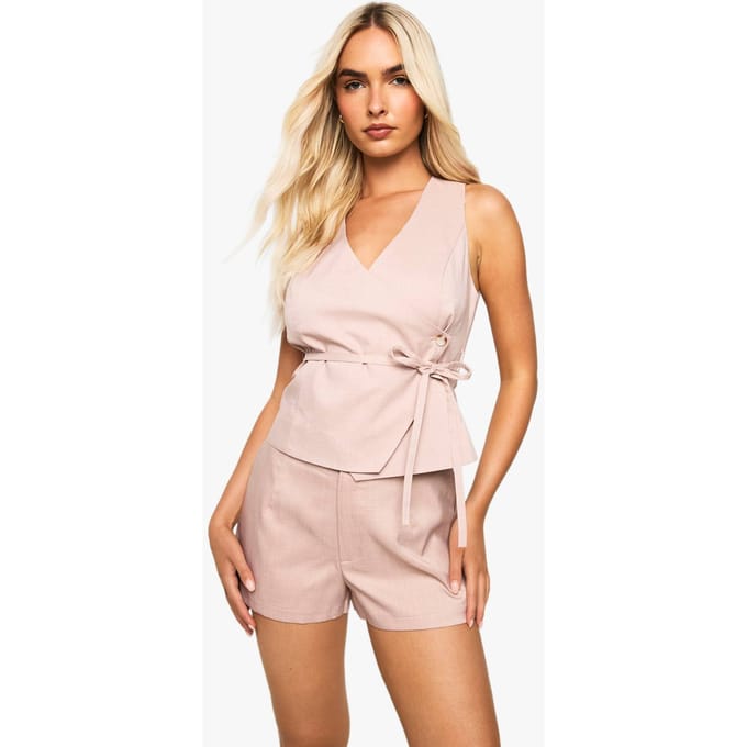 boohoo Dames Tailored Shorts | Pink | Maat: 8
